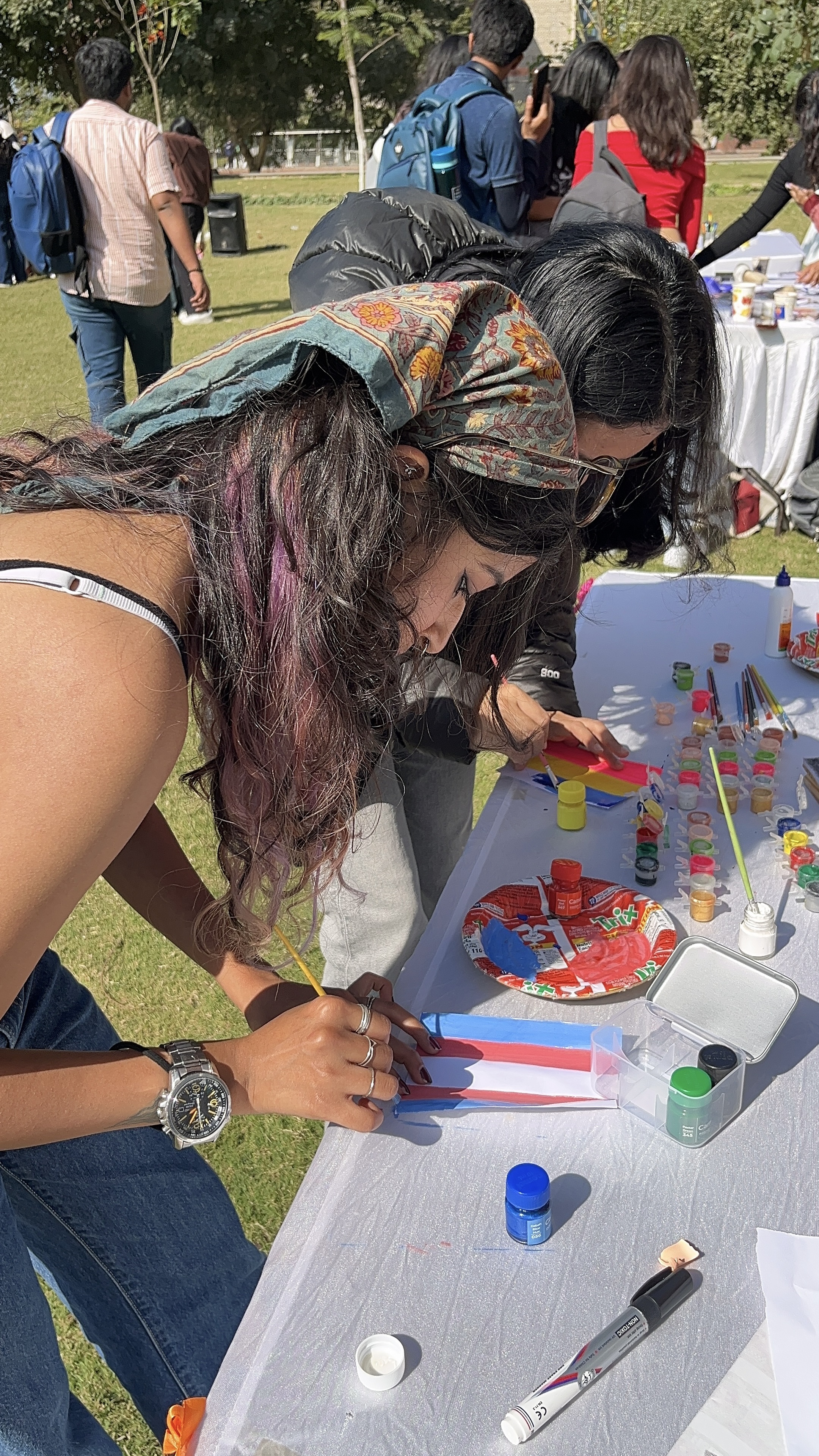 Students decorating pride flags