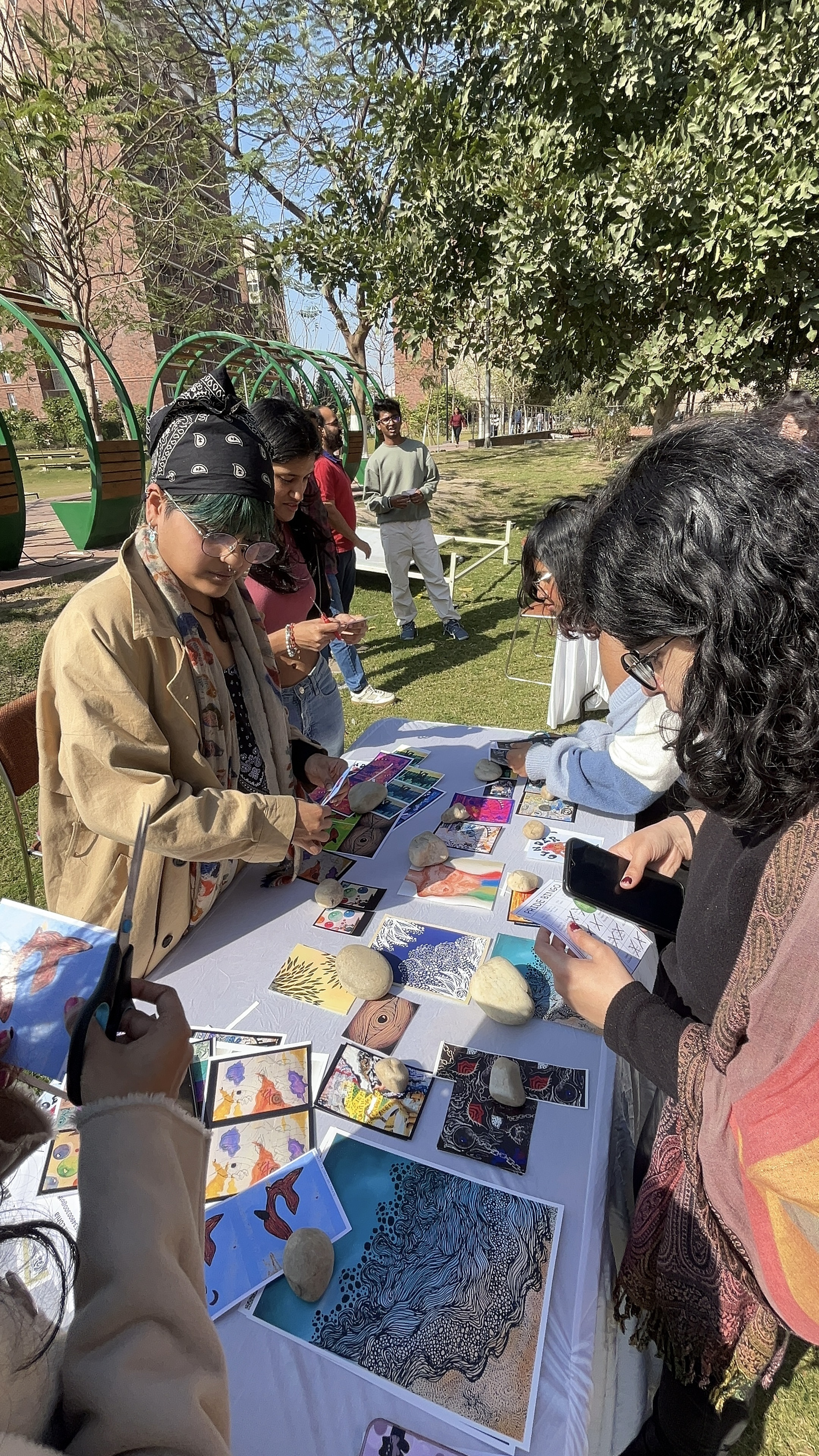 Students selling art at their stall