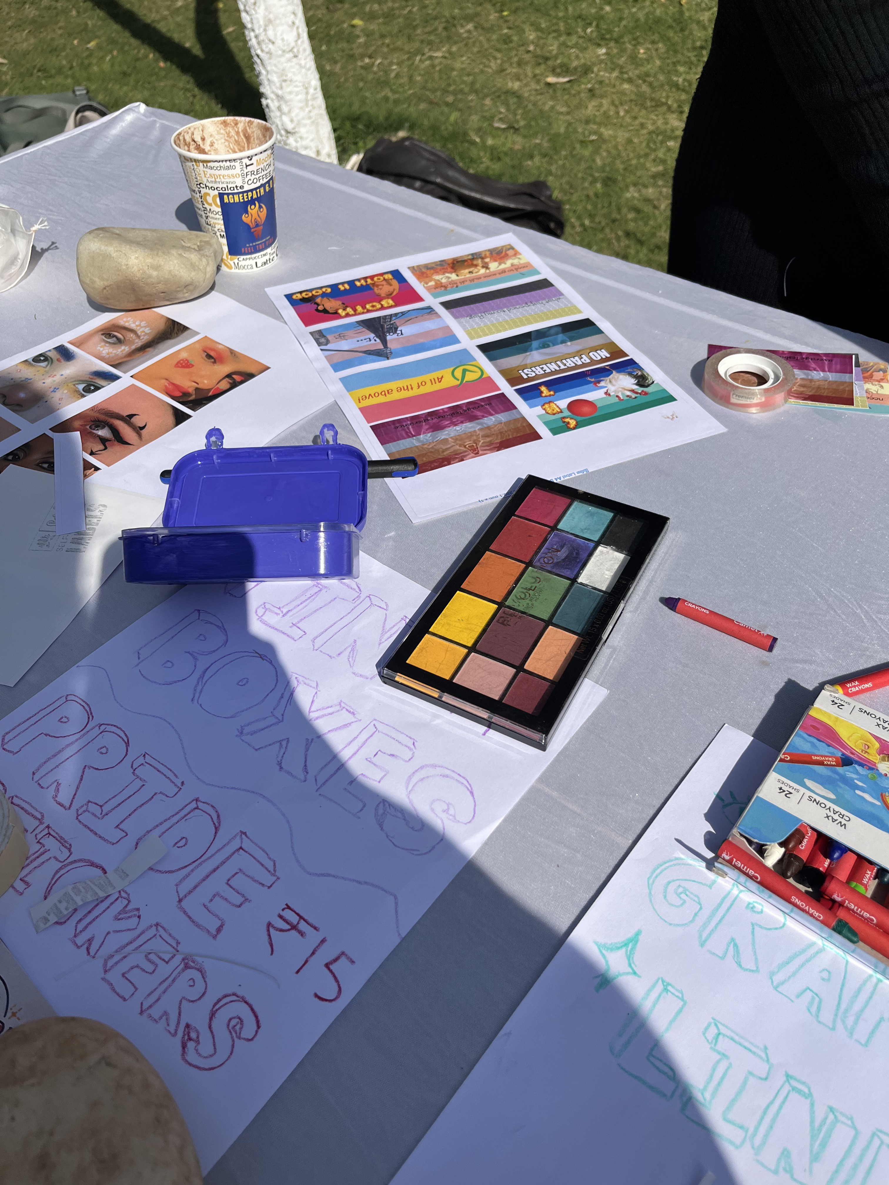 Stickers and make-up being sold at a stall